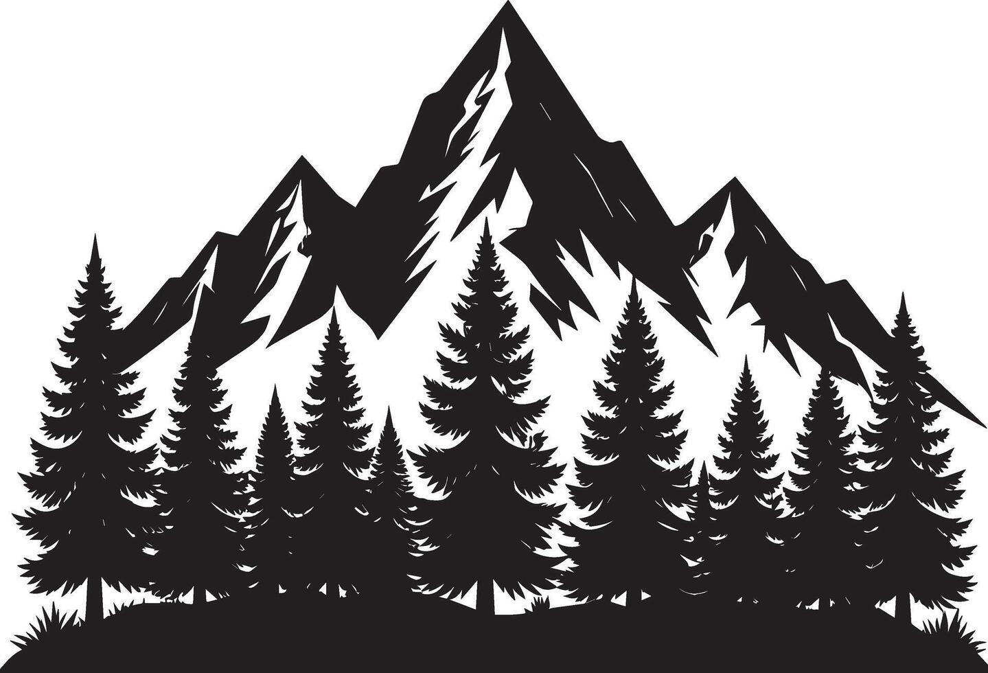Mountain landscape with trees and mountains illustration 5 vector