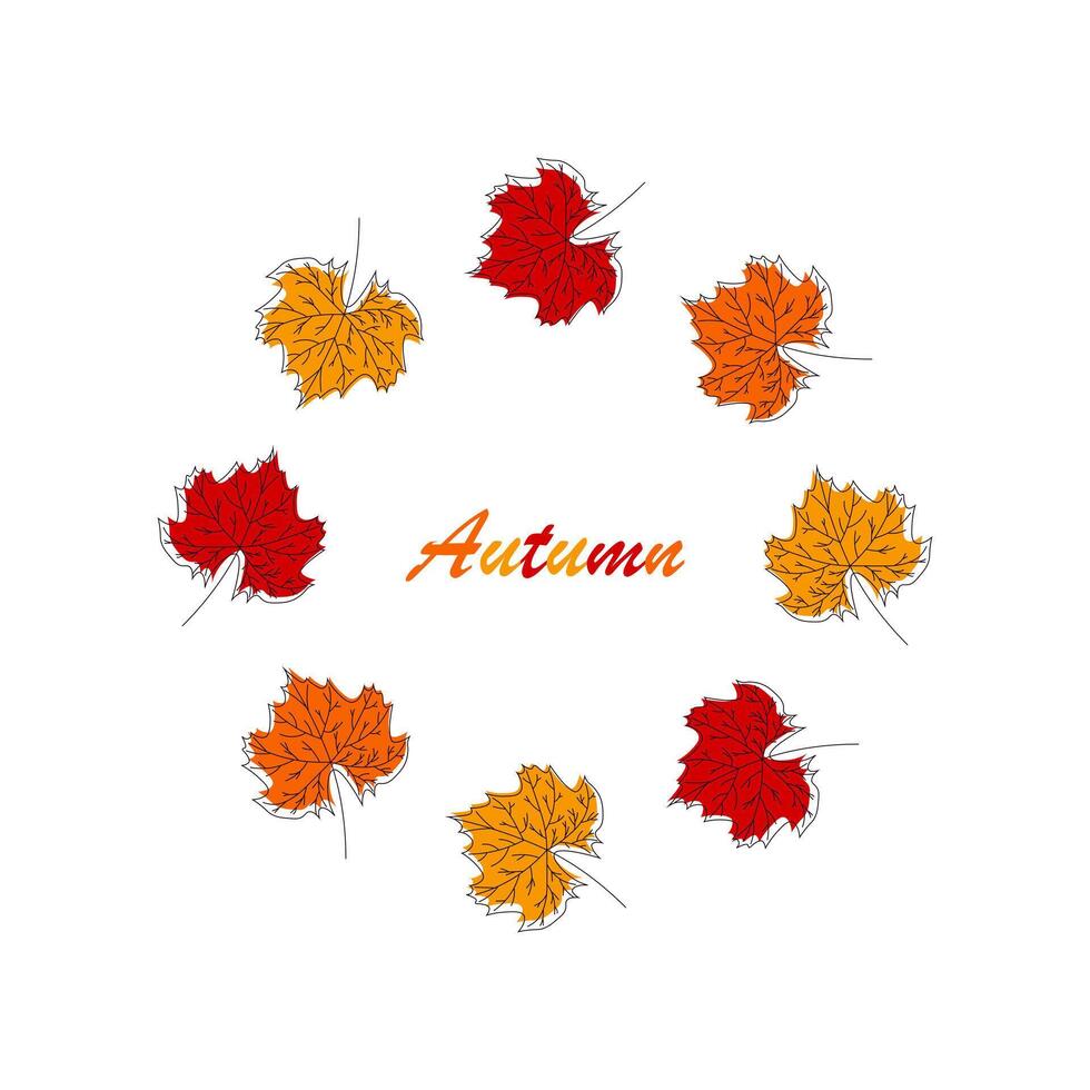 Round frame with autumn leaves. Autumn. vector