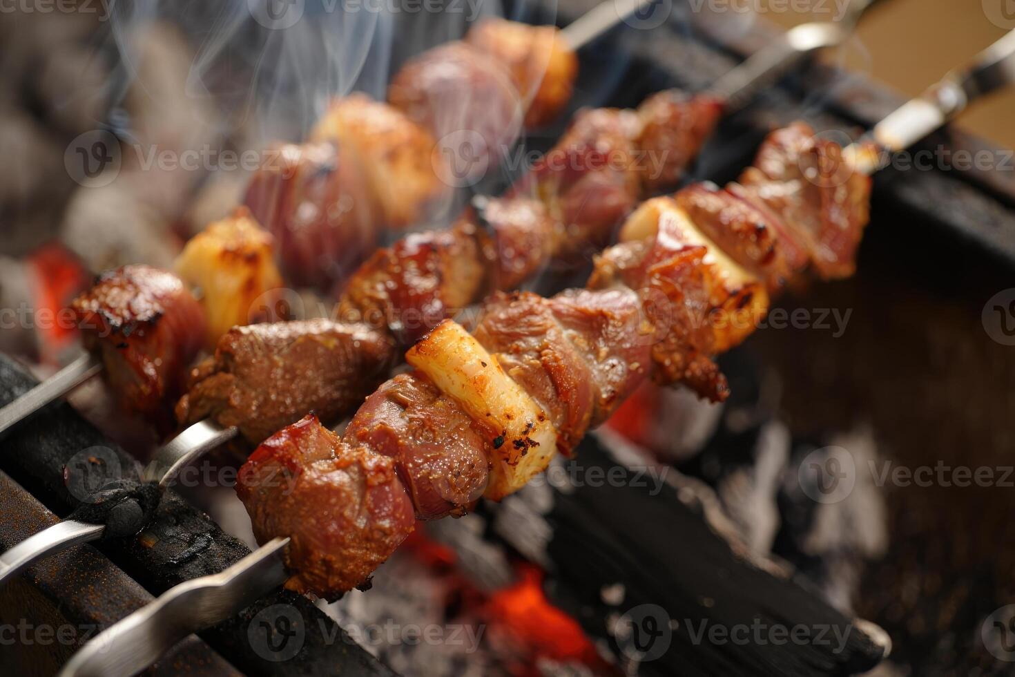 Savory Georgian mtsvadi, grilled meat skewers, perfect for any meal. photo