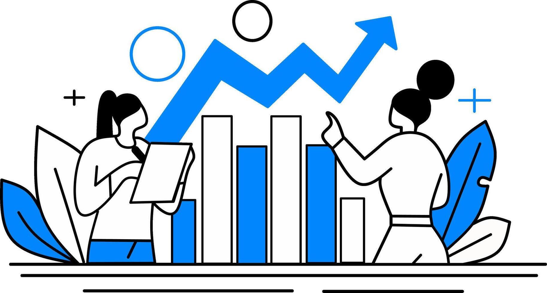 Person taking expert advice and data analysis to grow business vector
