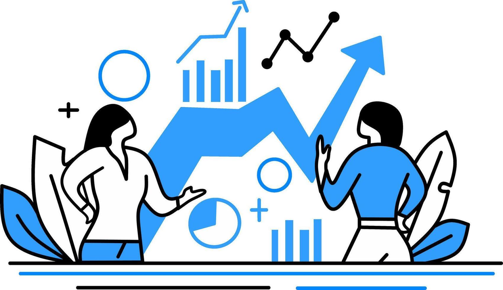 Person taking expert advice and analysing data to grow business vector