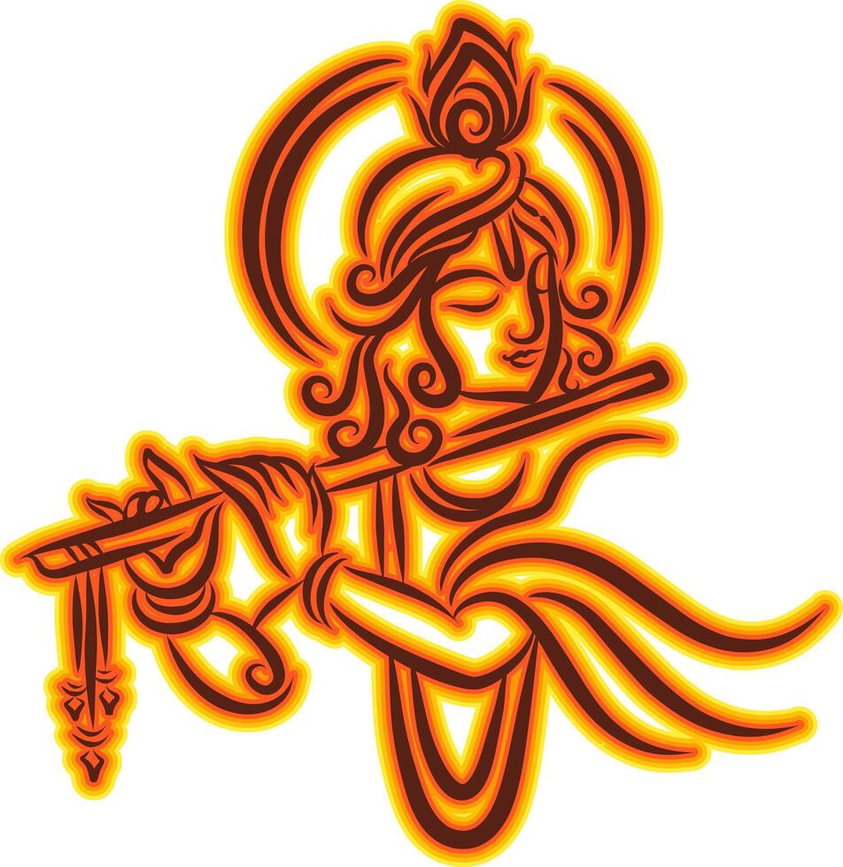 Shree Krishna holy hindu god of India art vector