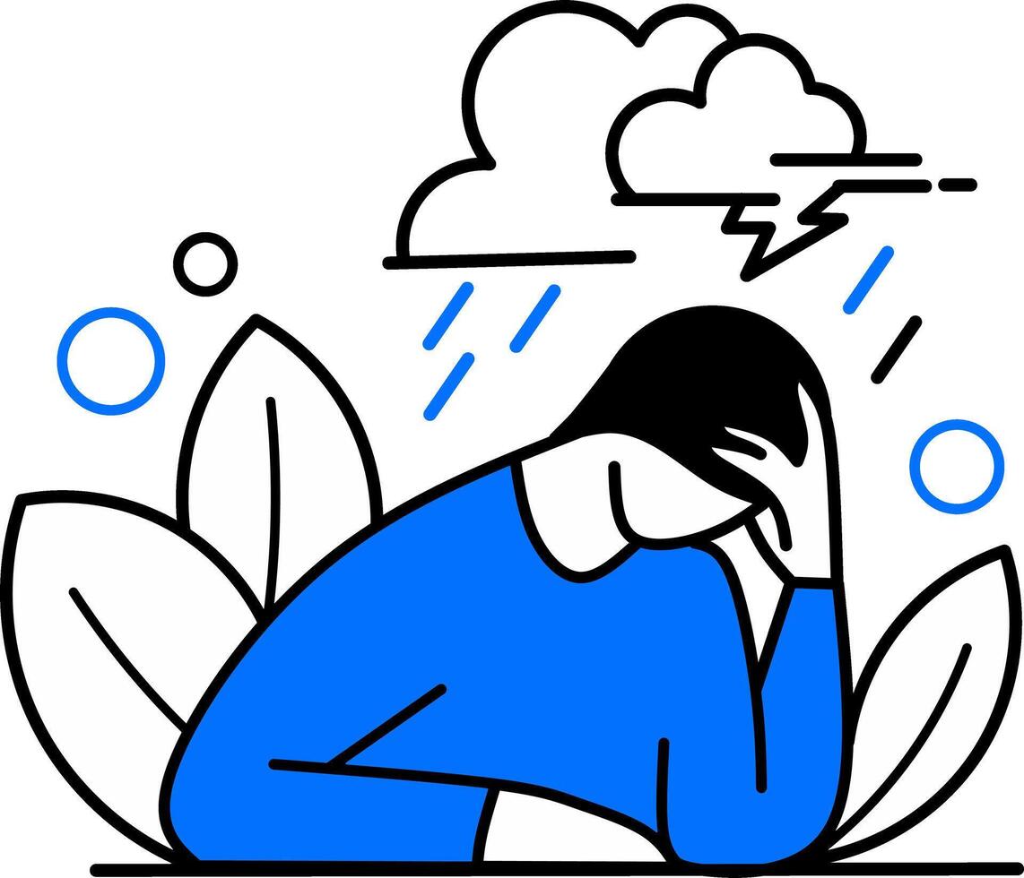 Depression mental health stress illustration vector