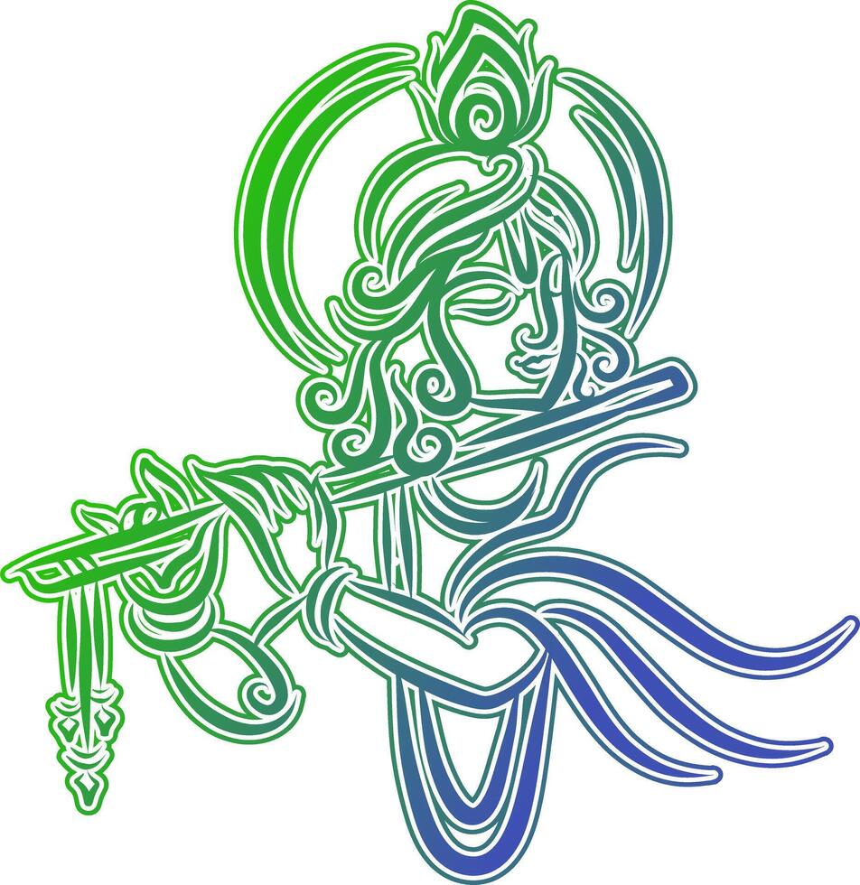 Lord Krishna kanha holy hindu god of India art for festival vector