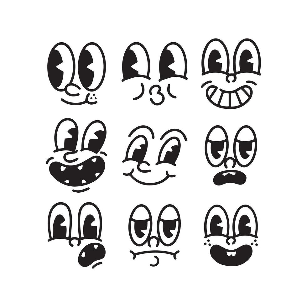 cartoon facial expressions illustrations set vector