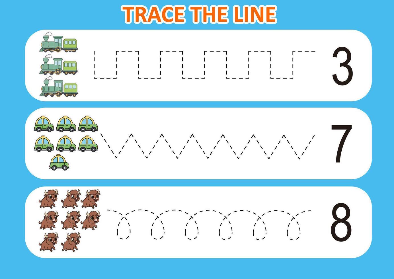 Children tracing lines with animals and vehicles vector