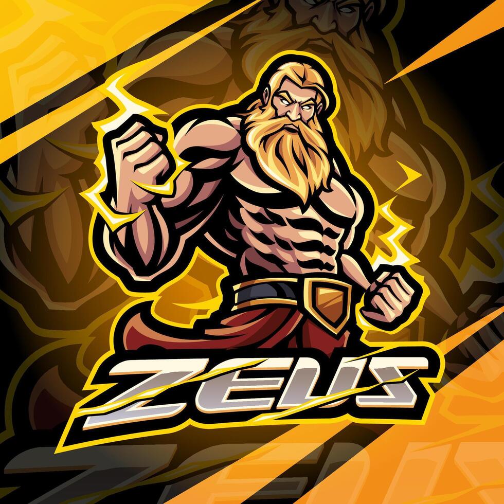 Zeus illustration with lightning bolts vector