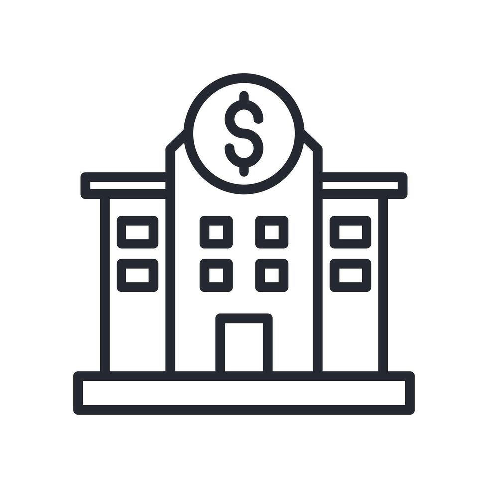 Bank Icon Outline Style. Relevant To Global Finance vector