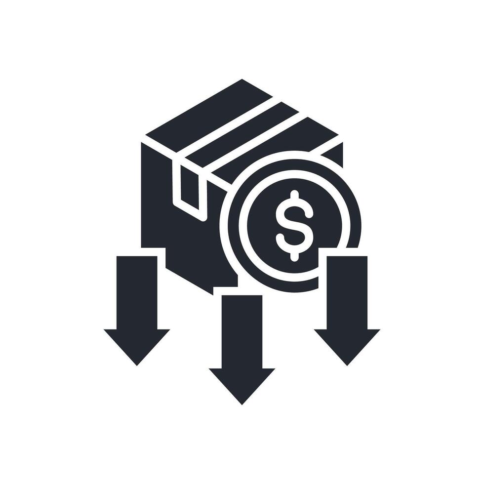 Reduce Cost Icon Glyph Style. Relevant To Product Management vector