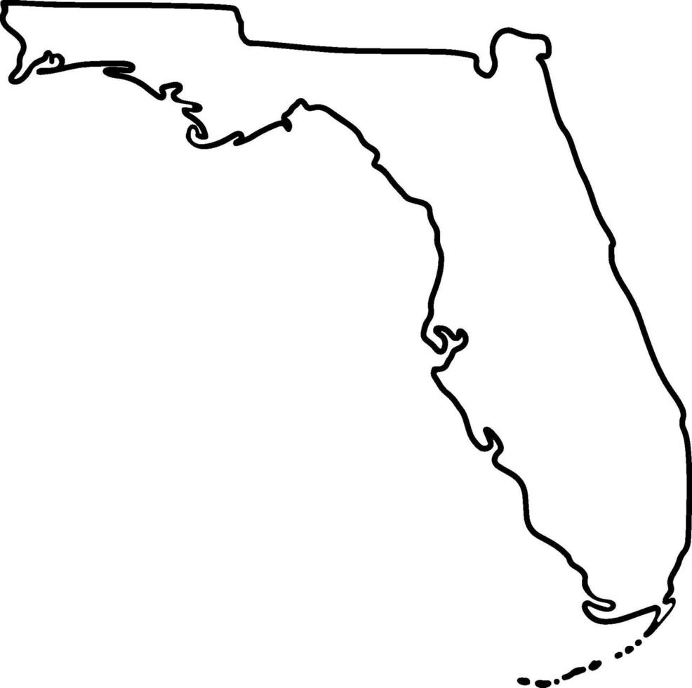 Outline map of the state of Florida in the USA vector