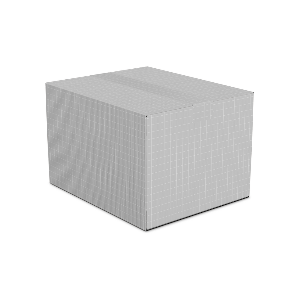 A closed cardboard shipping box with clear tape on a white background psd