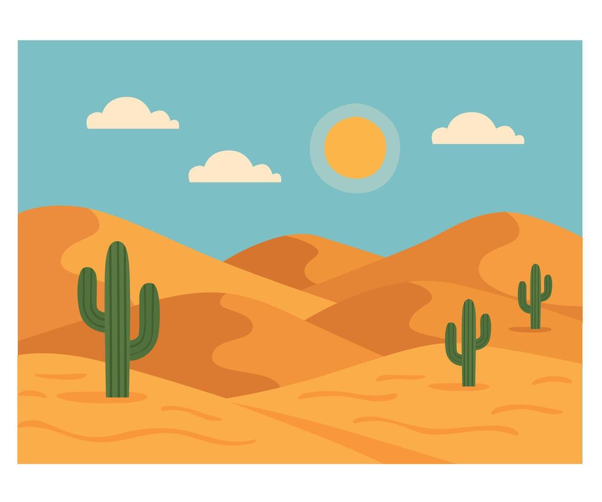 Desert landscape with cacti vector