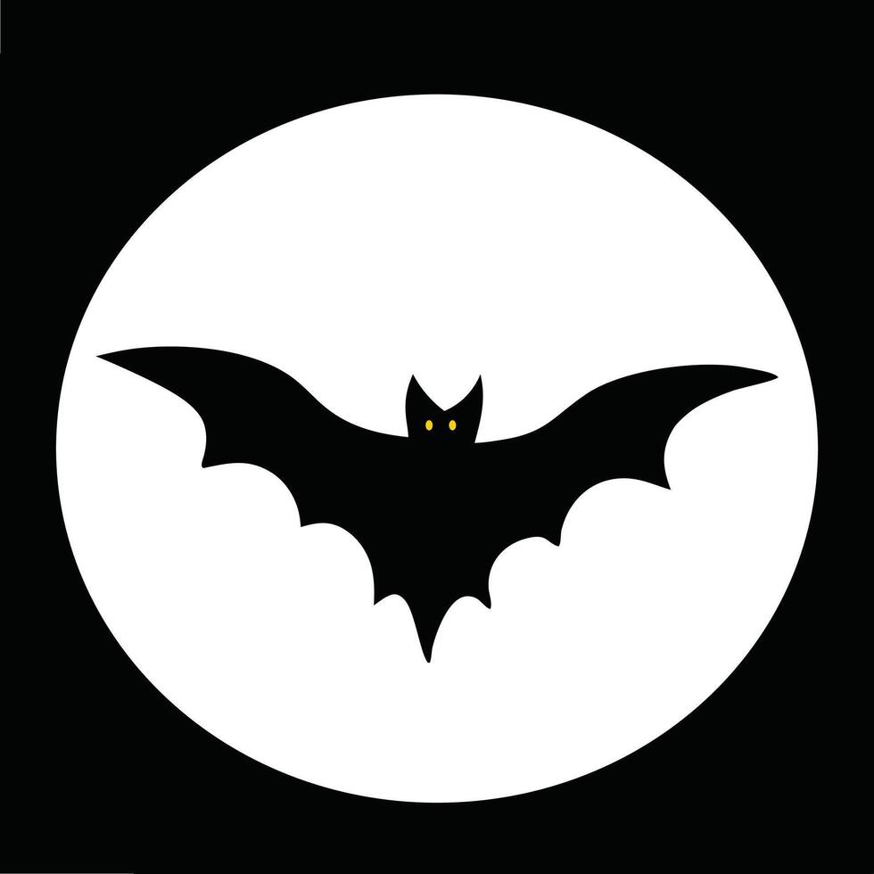 Bat Halloween symbol. White circle on black background vector