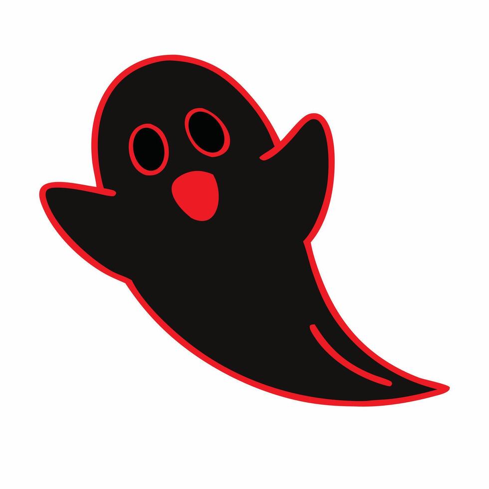 a ghost with red eyes and a black nose vector