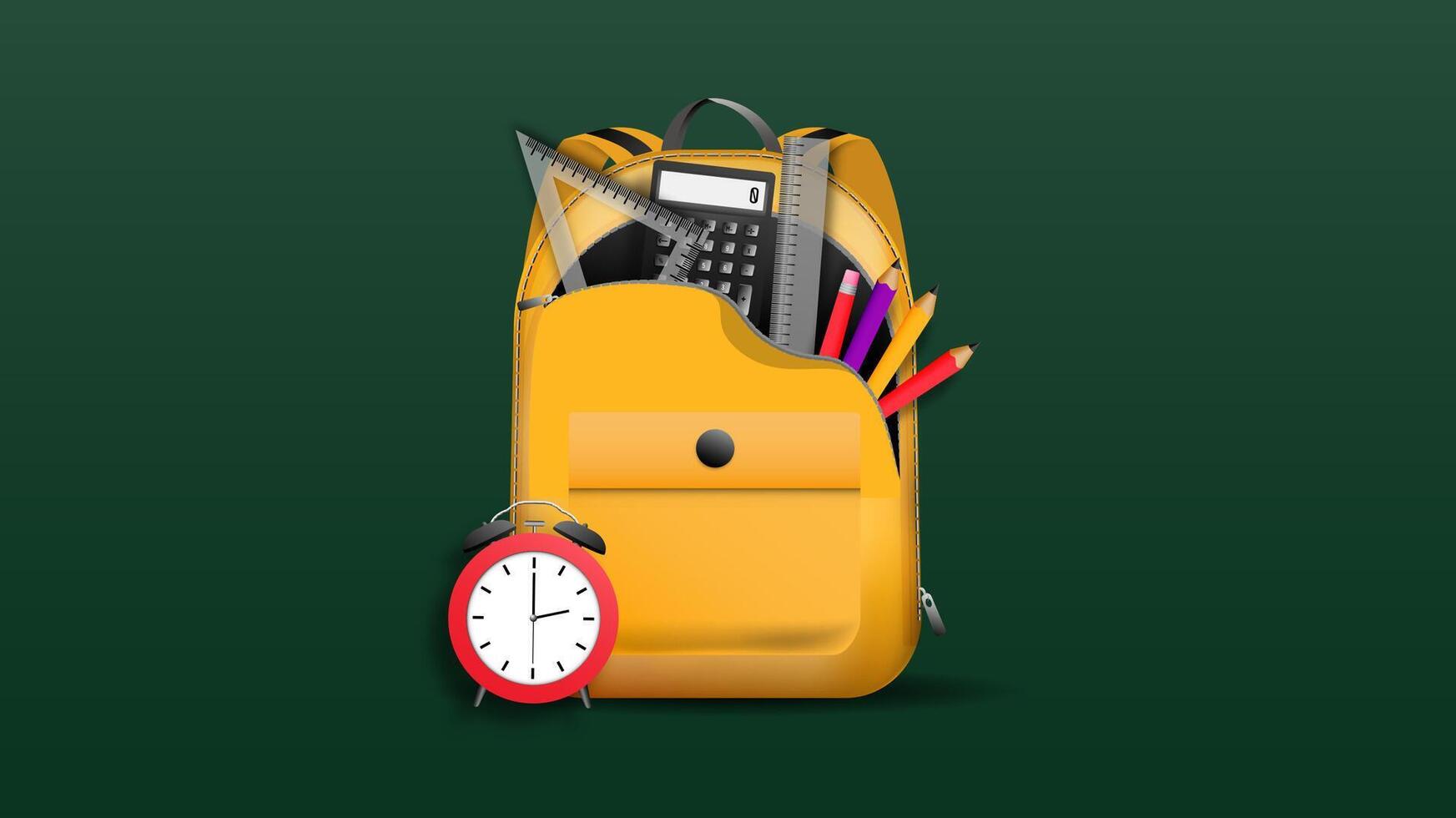 Backpack filled with school supplies vector