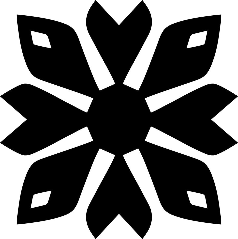 Black Abstract Flower Shape - Geometric Petal Design vector