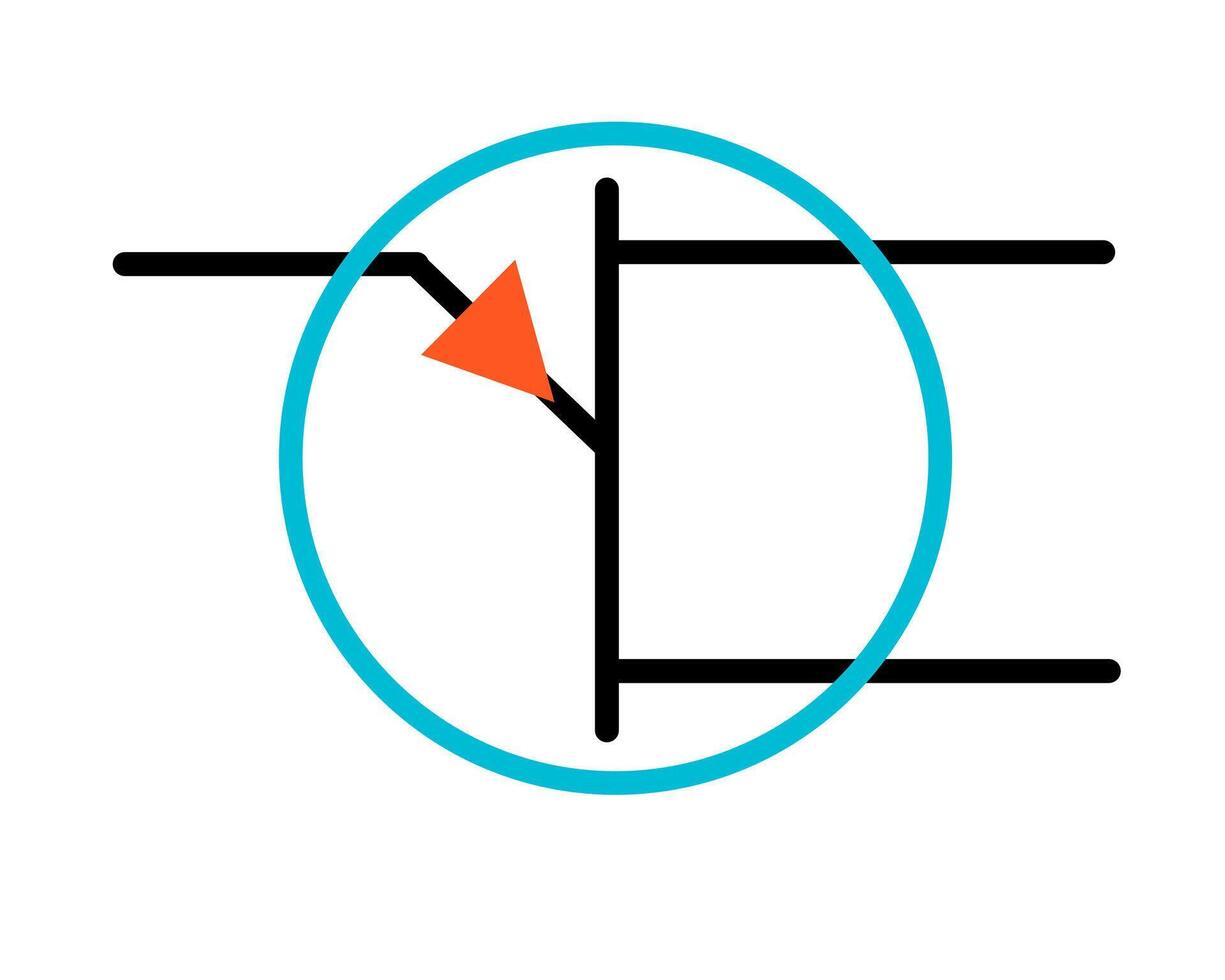 Electronic Circuit Symbol for P-Channel JFET Transistor with Gate Arrow vector