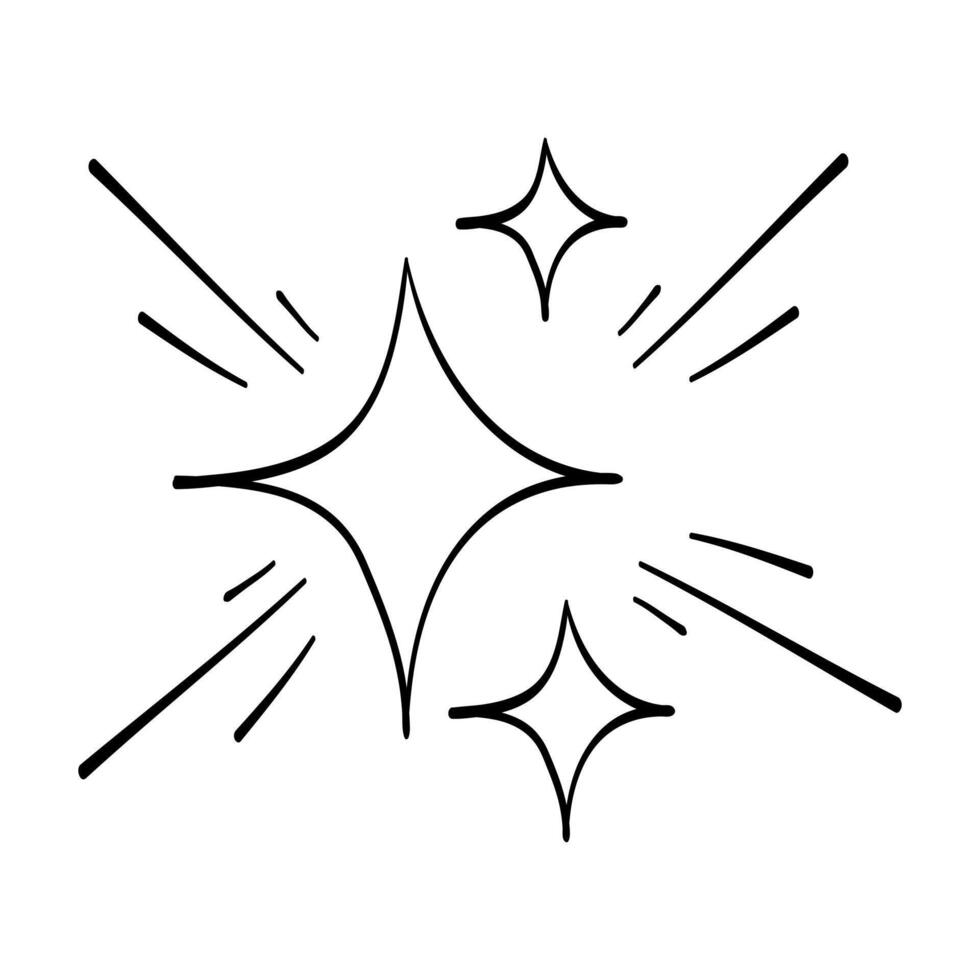 Doodle sparkle star, winkling stars. Shine icon, Clean star icon. isolated on white background. vector