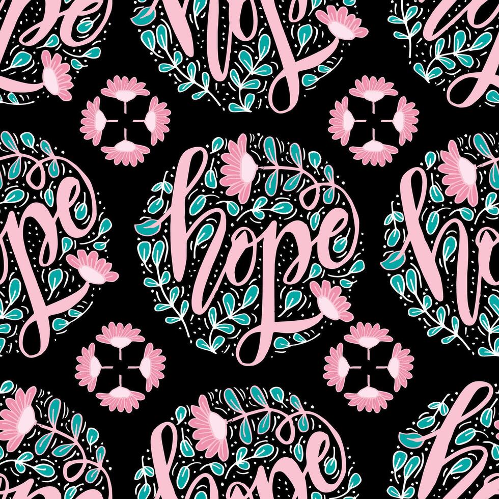 Seamless pattern with the word hope. vector