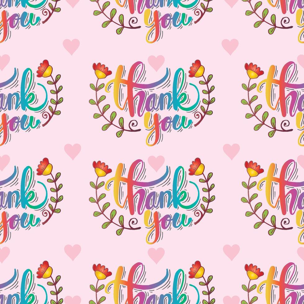 Colorful thank you floral illustration seamless pattern vector