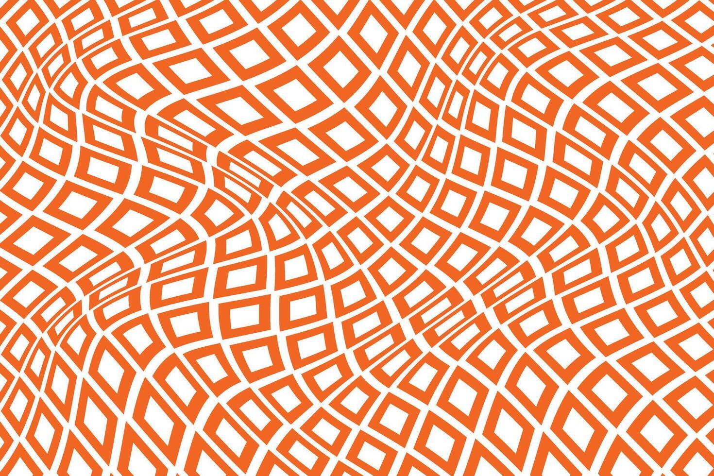 dark orange color small square wavy distort pattern warped diamond grid abstract optical illusion in orange and white vector