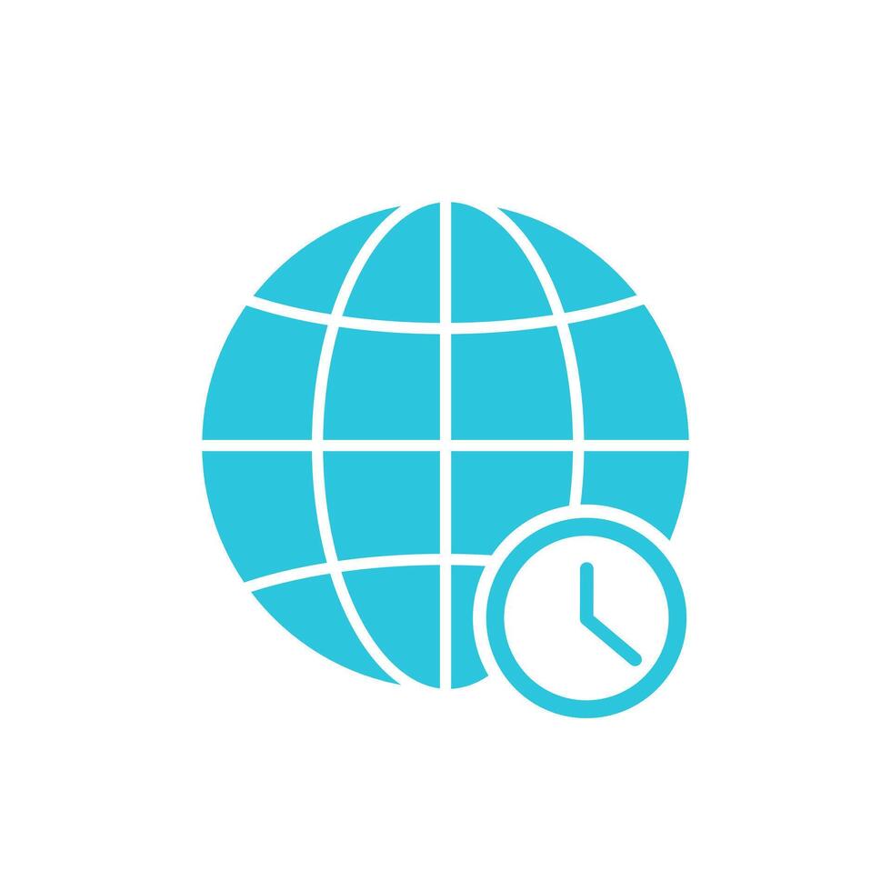 Time zone icon. Isolated on white background. Blue icon. vector