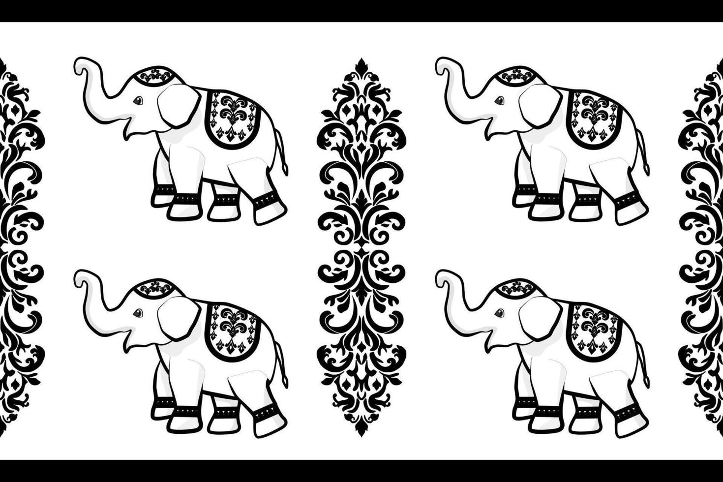 elephant border, ethnic pattern. vector