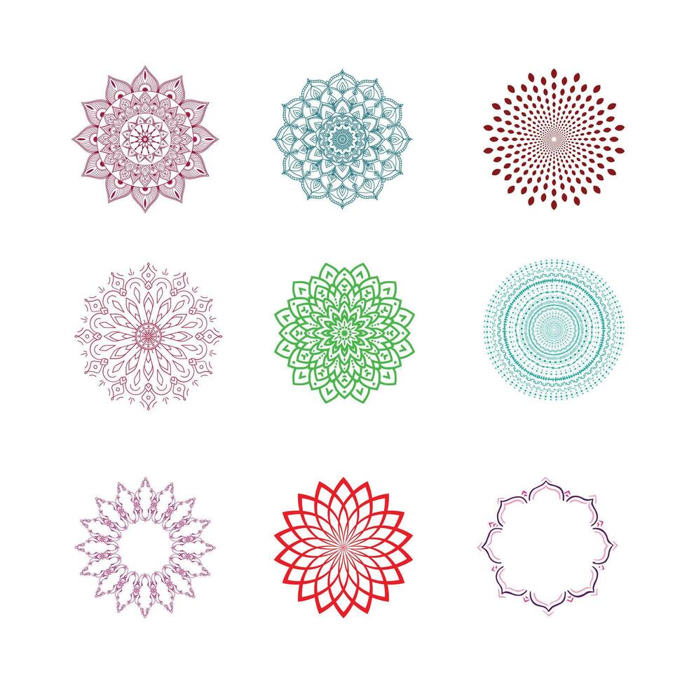 Collection of Colorful Mandala Ornaments for Decorative Purposes vector