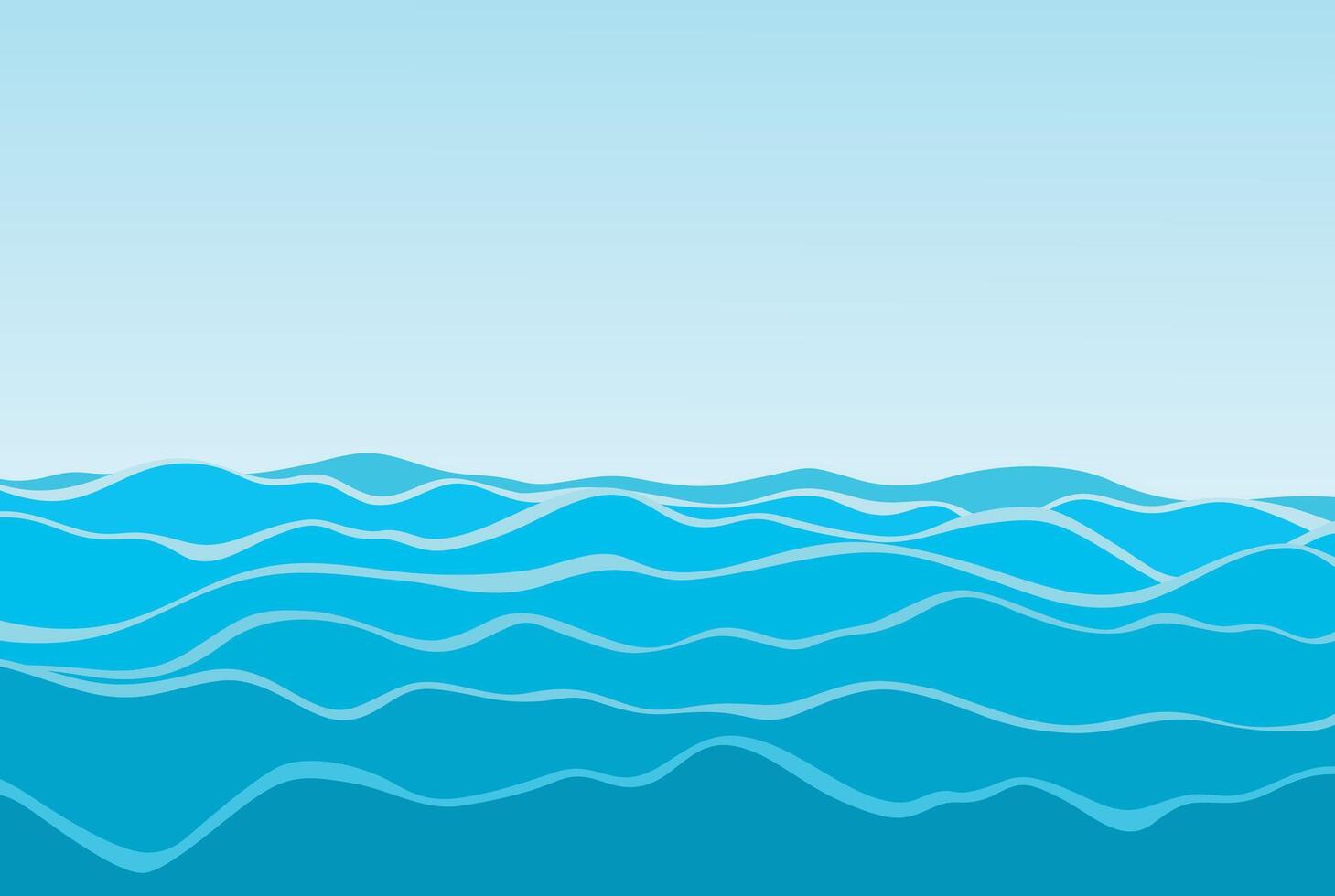 The Sea with waves. vector