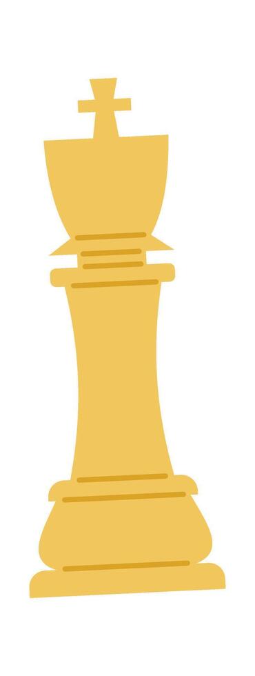 Wooden king chess piece flat icon vector