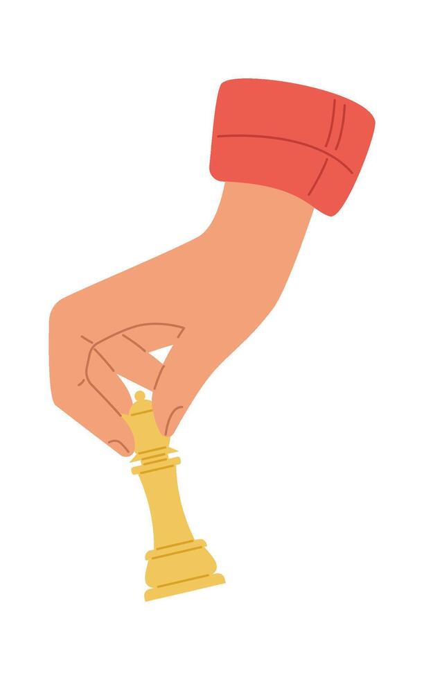 Hand with king chess piece flat icon Strategic game vector