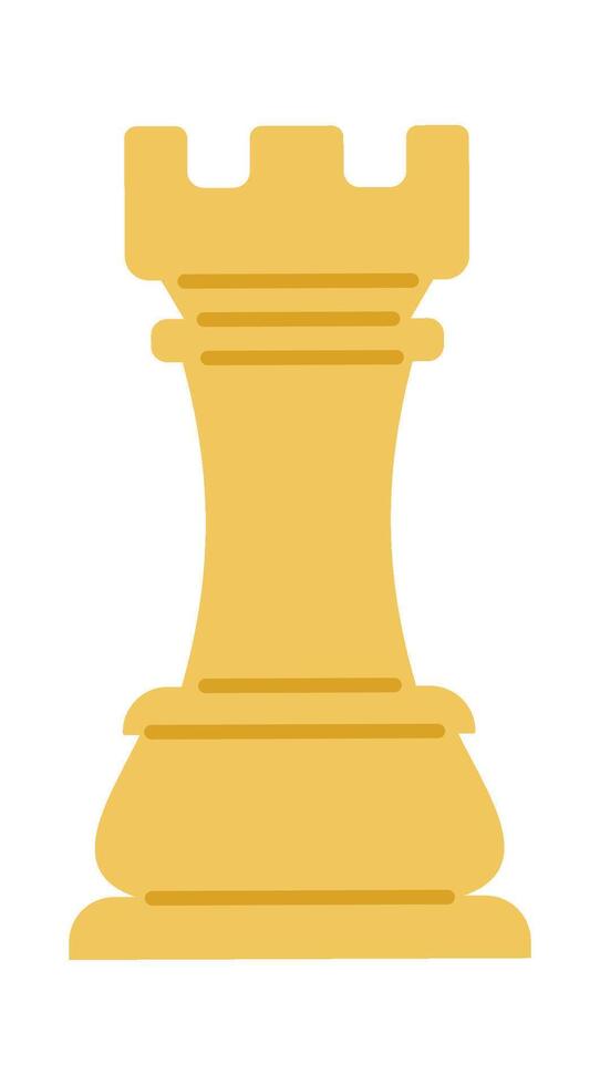 Wooden rook chess piece flat icon vector