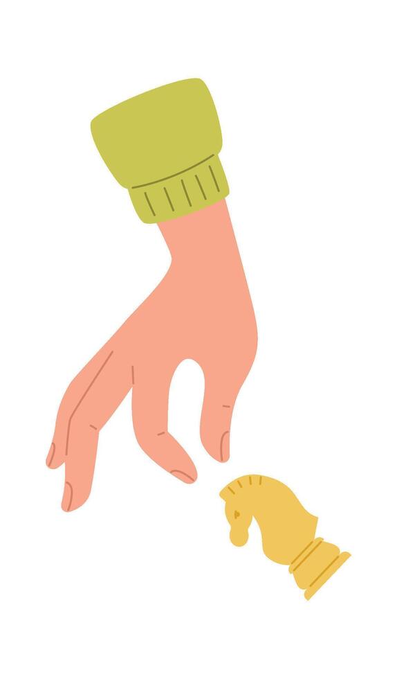 Hand with knight chess piece flat icon Strategic game vector