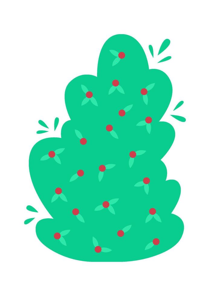 Cartoon brush with flowers flat icon Spring decorative shrubs Drawn Icon vector
