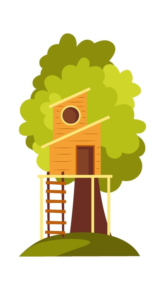 Wooden tree house flat icon Icon vector
