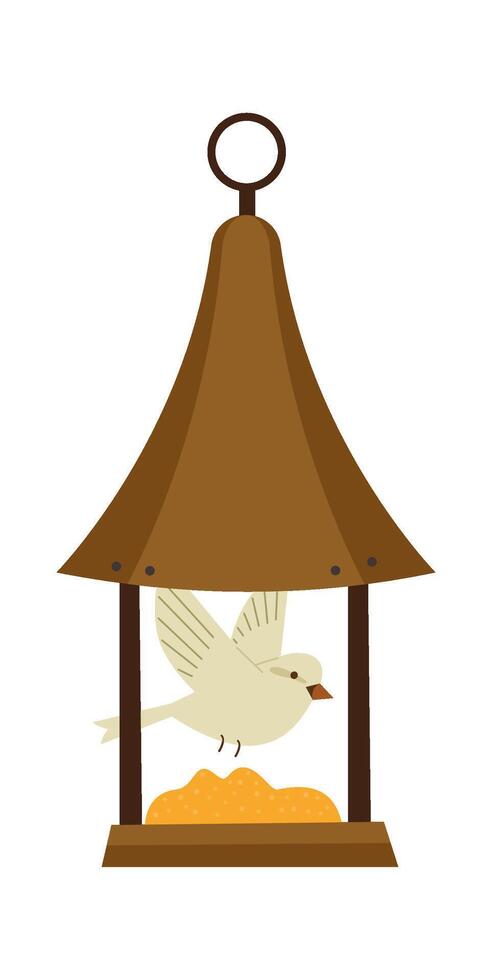 Vintage wooden birdhouse flat icon Feeder for birds Drawn Icon vector