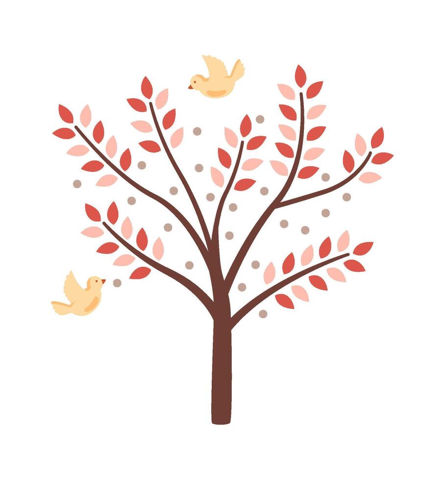 Blossoming tree flat icon Spring garden Drawn Icon vector