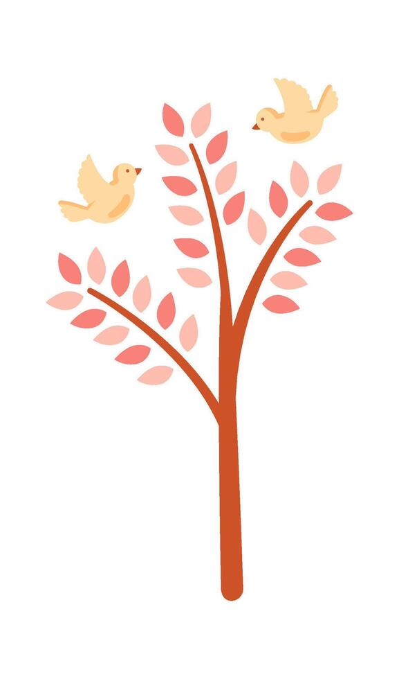Blossoming tree flat icon Spring garden Drawn vector