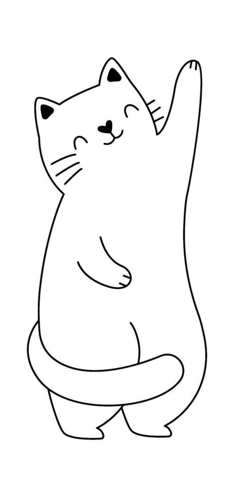 Cute cat contemporary line art vector
