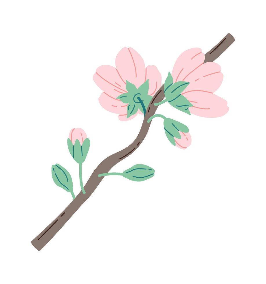 Blooming sakura flat icon Spring decorative tree Icon vector