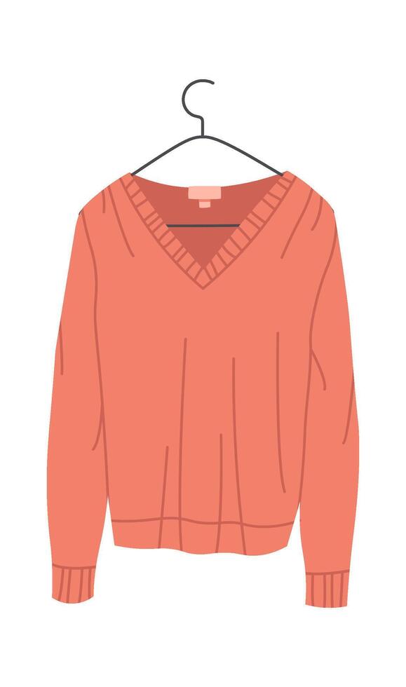 Trendy sweater on hanger flat icon Fashionable outfit vector