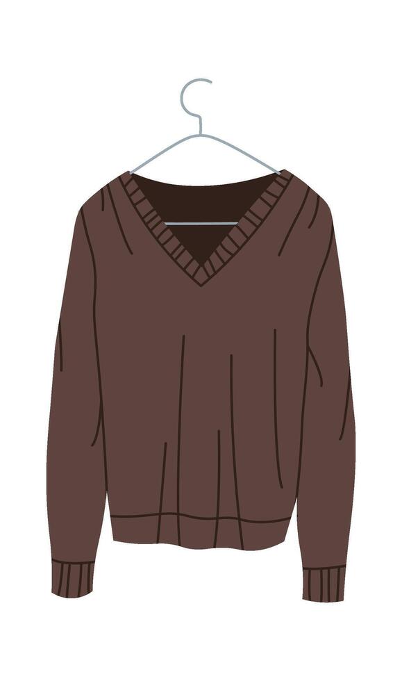 Trendy warm sweater on hanger flat icon vector