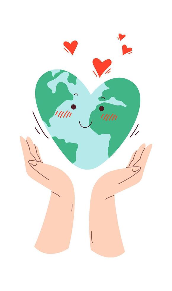 Heart shape earth day flat icon Planet protection vector