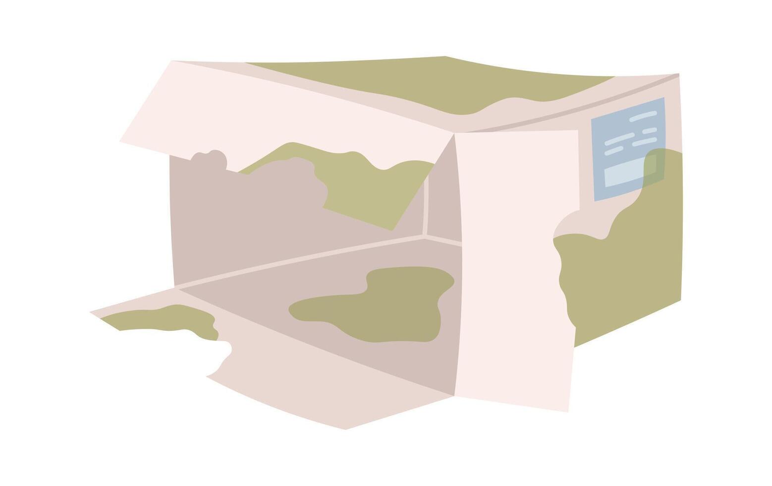 Dirty paper box for waste flat icon vector