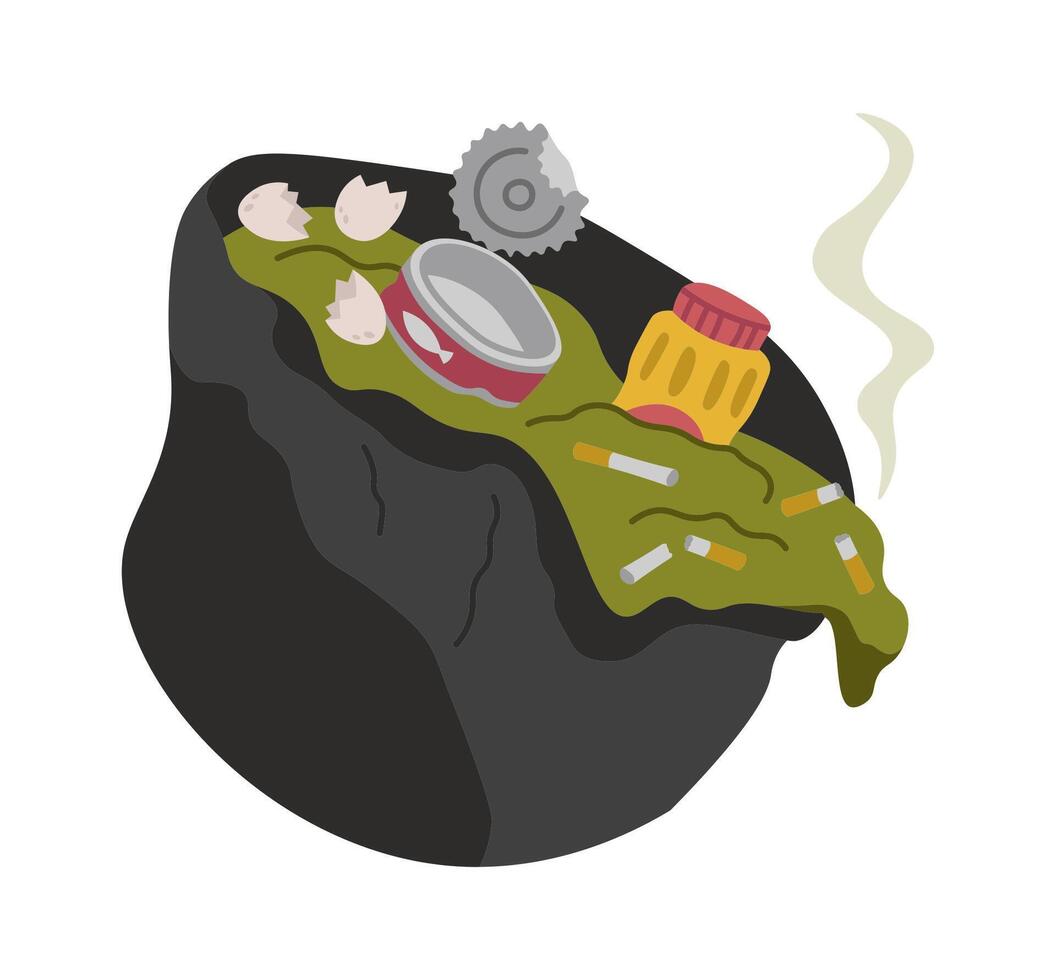 Waste in black garbage bag flat icon vector