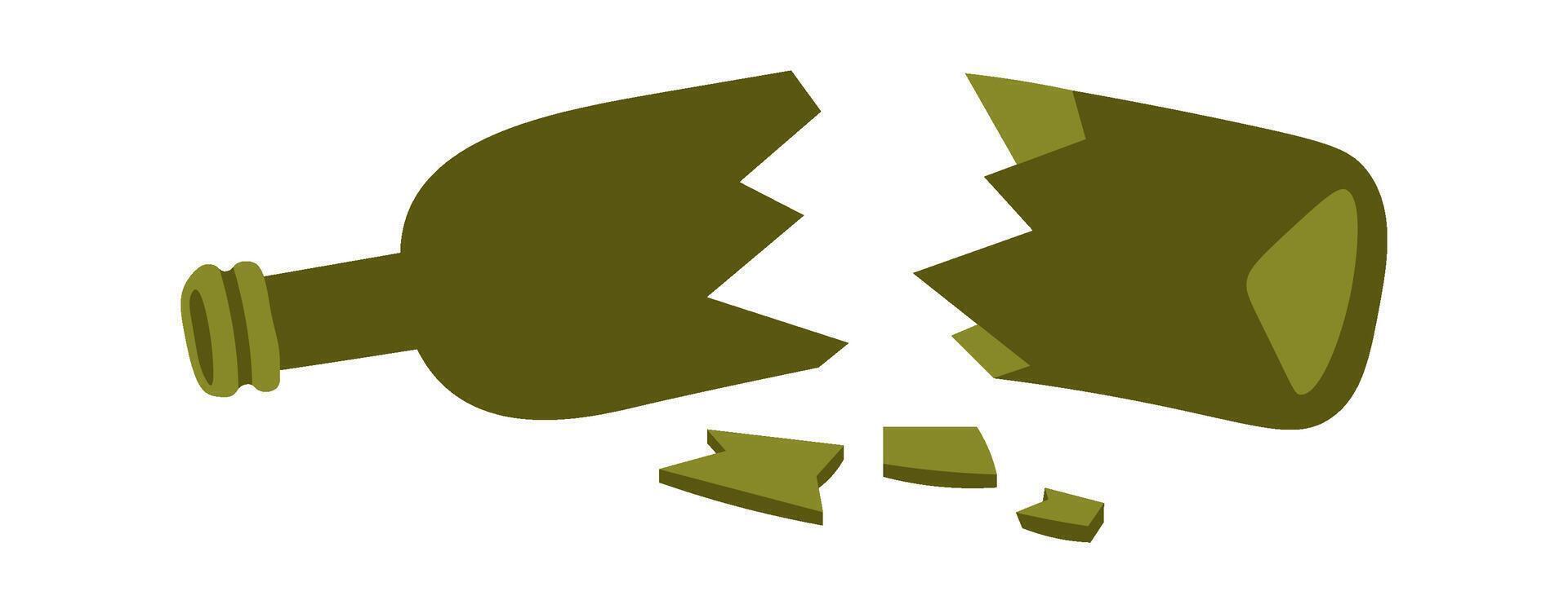 Broken glass bottle flat icon Waste vector