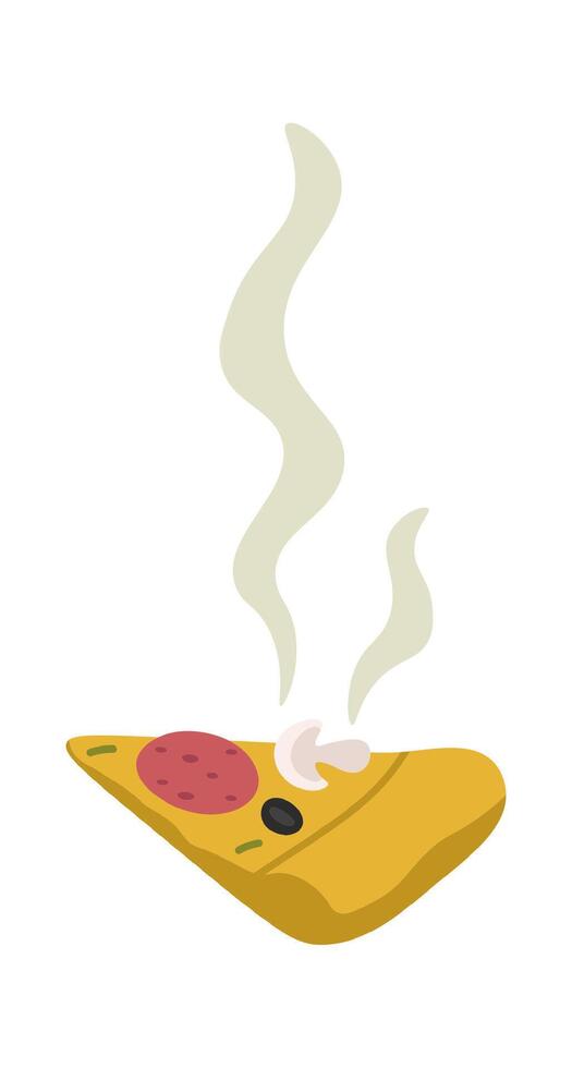 Stinky pizza piece flat icon Food waste vector