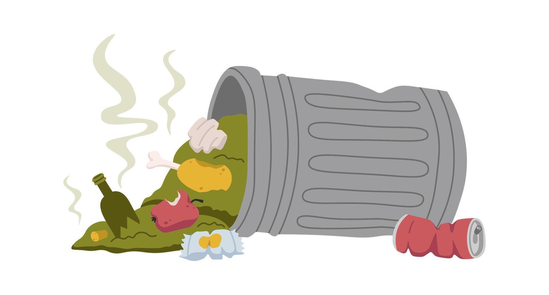 Metal container with trash flat icon vector