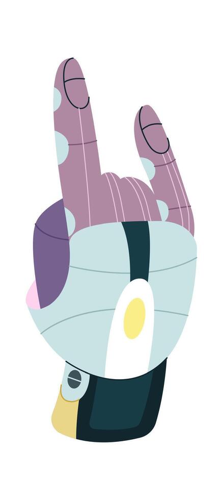 Robot hand showing gesture flat icon Illustration vector
