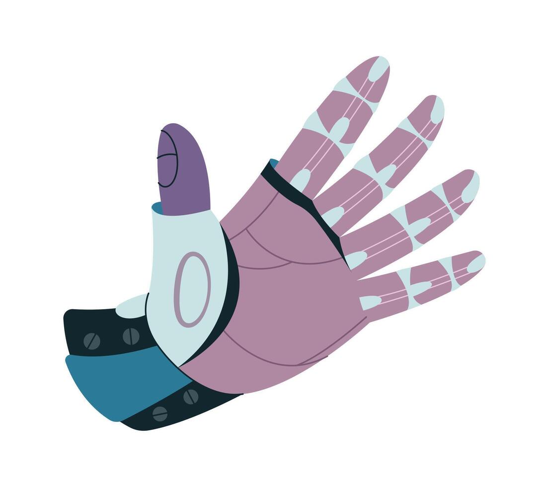 Robot hand showing greeting gesture flat icon vector